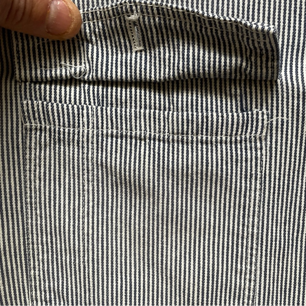 Vintage Ben Davis Hickory Stripe Work Shirt Long Sleeve 1/2 Zip Up Sz Large USA - Picture 2 of 16